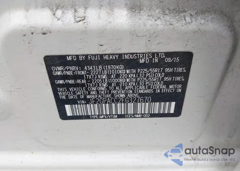 2015 Subaru Xv Crosstrek 2.0I Premium из США, поврежденный, VIN JF2GPACC2FG327670